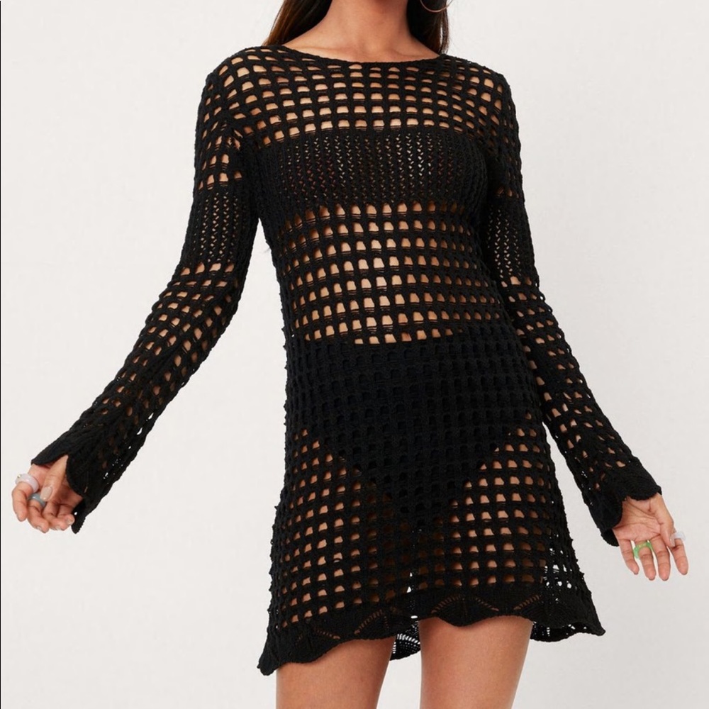 NWT Nasty Gal - Crochet Long Sleeve Mini Dress